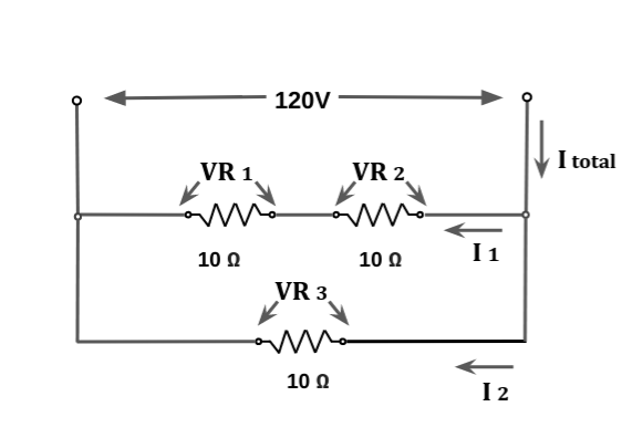 Multi path circuit, parallel resistance, and voltage divider