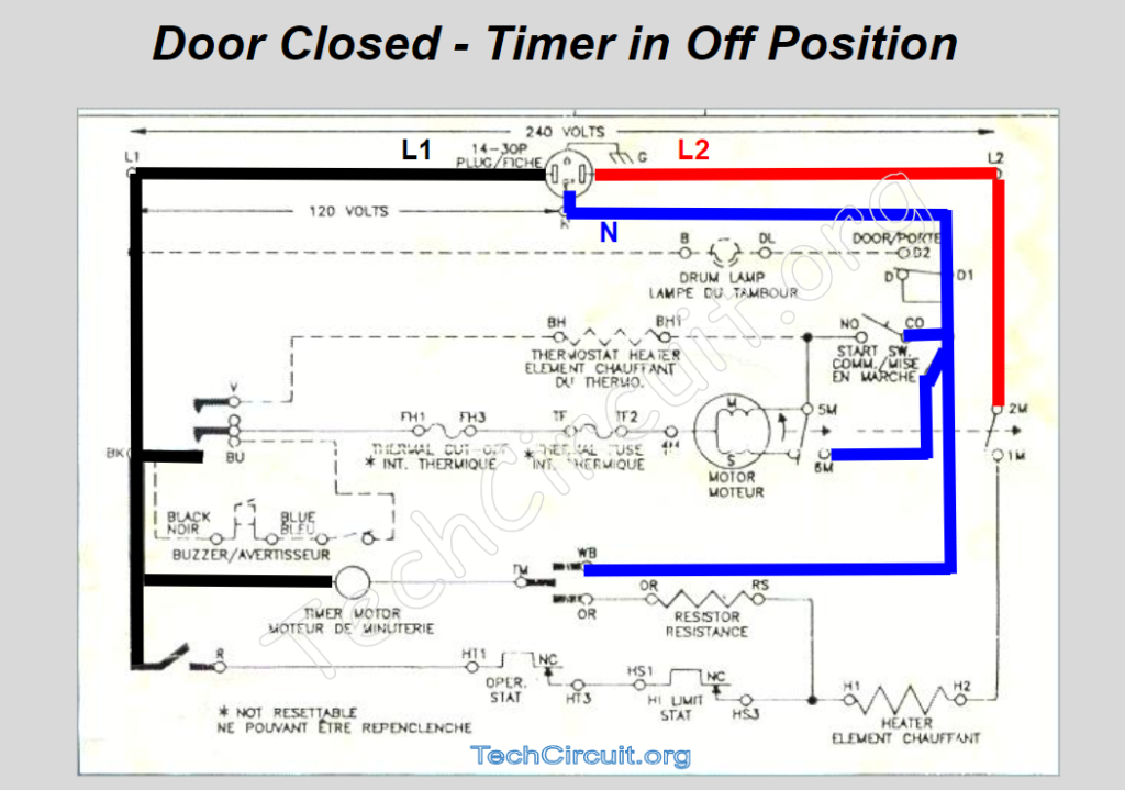 Whirlpool Dryer Schematic - Door Closed Timer in Off Position