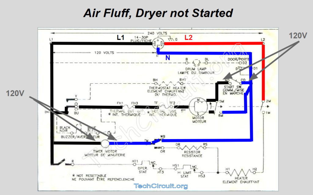 Whirlpool Dryer Schematic - Air Fluff - Dryer not Started