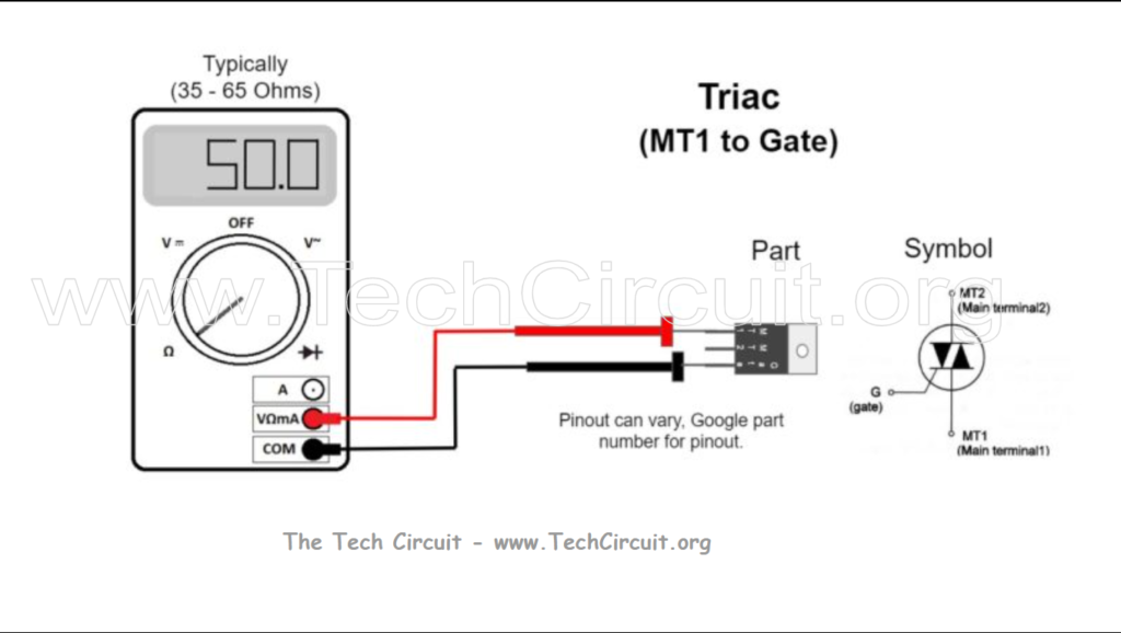 Triac Testing with a Multimeter - MT1 to  Gate