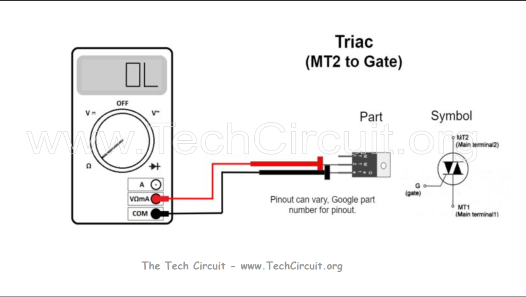 Triac Testing with a Multimeter - MT2 to Gate