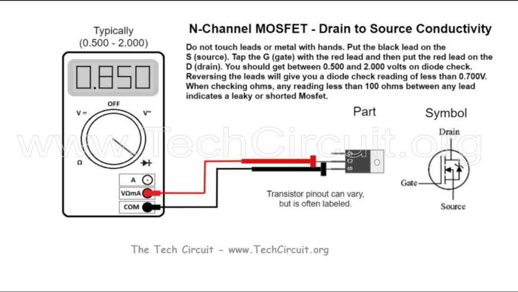 N-Channel MOSFET Testing with a Multimeter - Drain to Source Conductivity Test