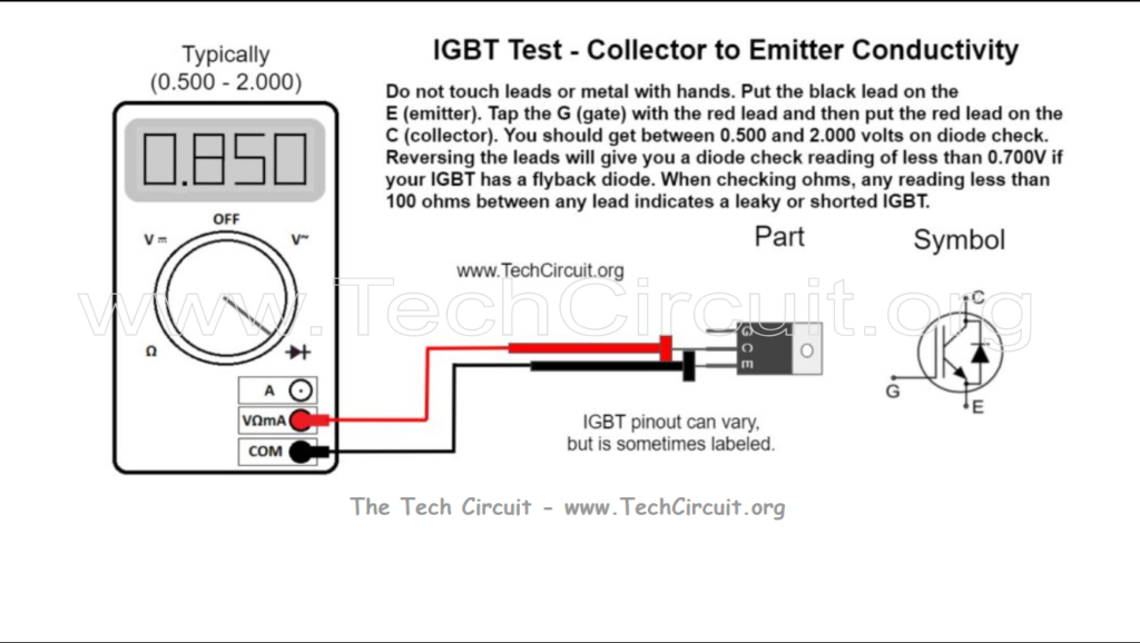 How to test an IGBT with a Multimeter - Collector to Emitter Conductivity Test