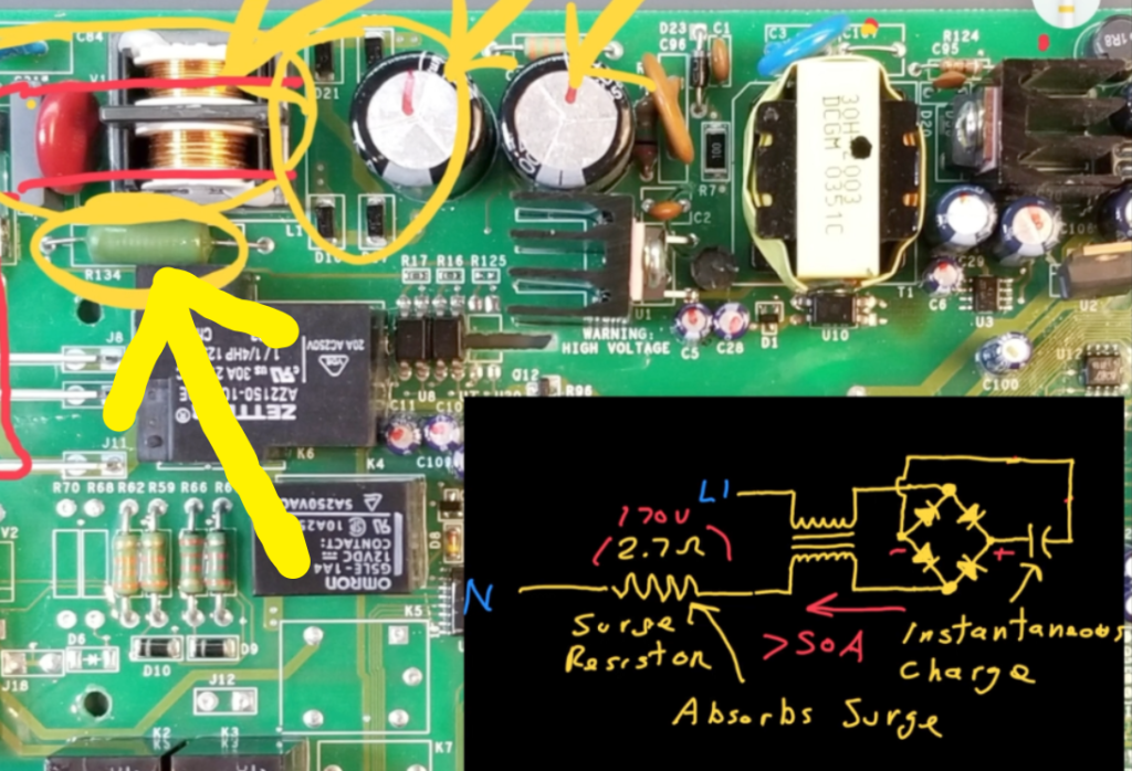 Current surge absorption resistor.