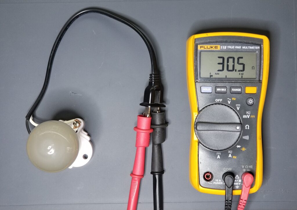 Measured Resistance of a 40 watt Incandescent Bulb
