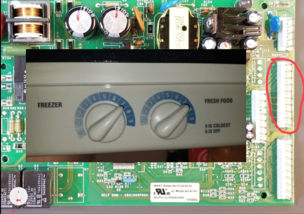 WR55X10942 connector receives encoded temperature control information. 