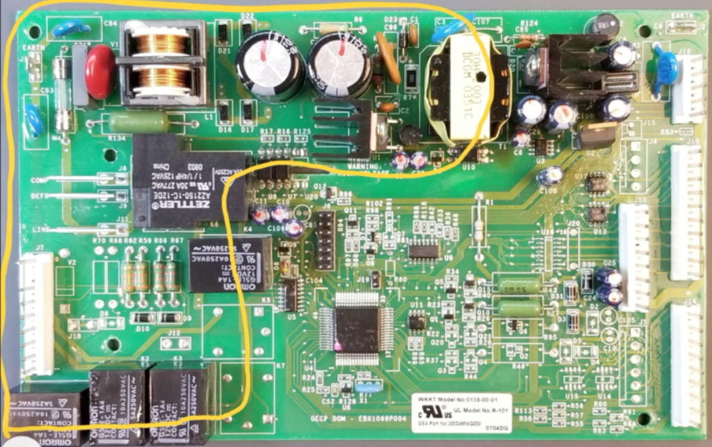 AC side of the WR55X10942 mother board. 