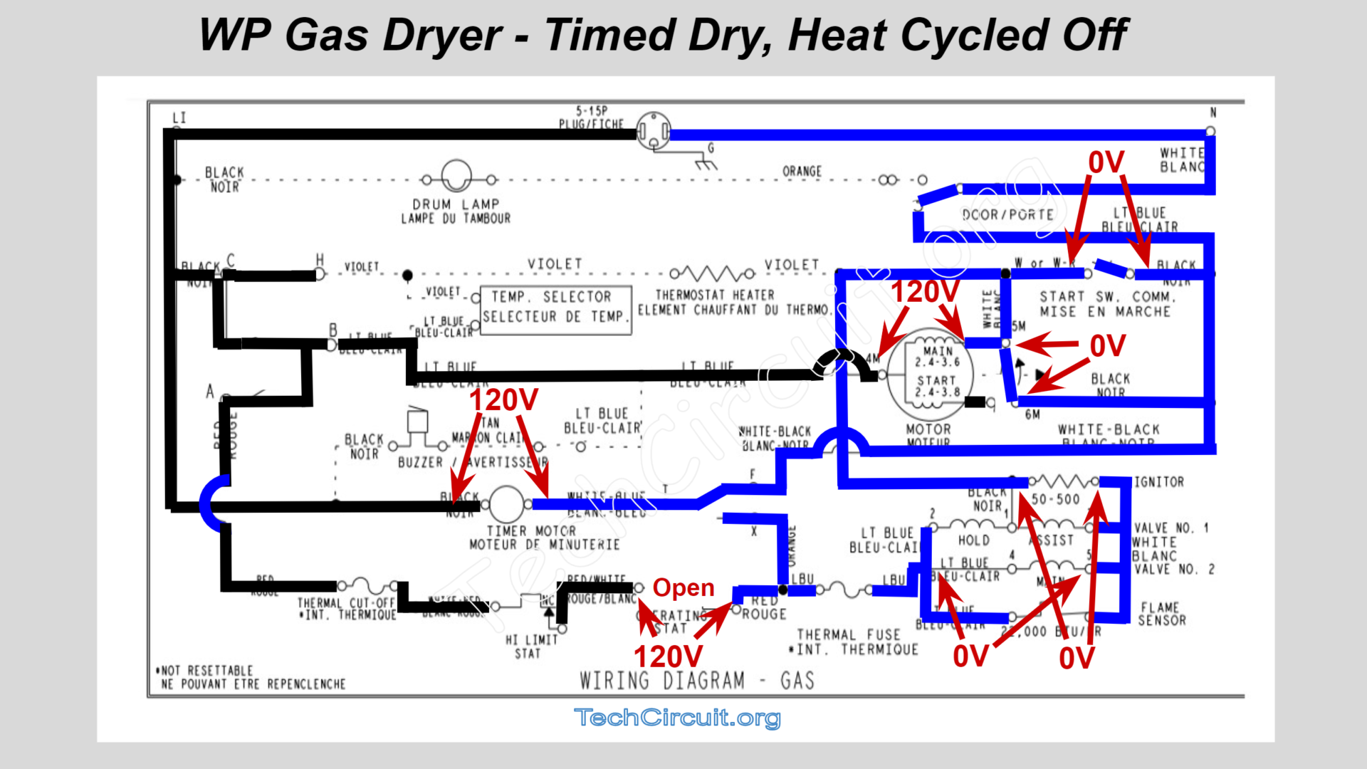 Reading Schematics - Whirlpool GAS Dryer Schematic Voltage States and ...