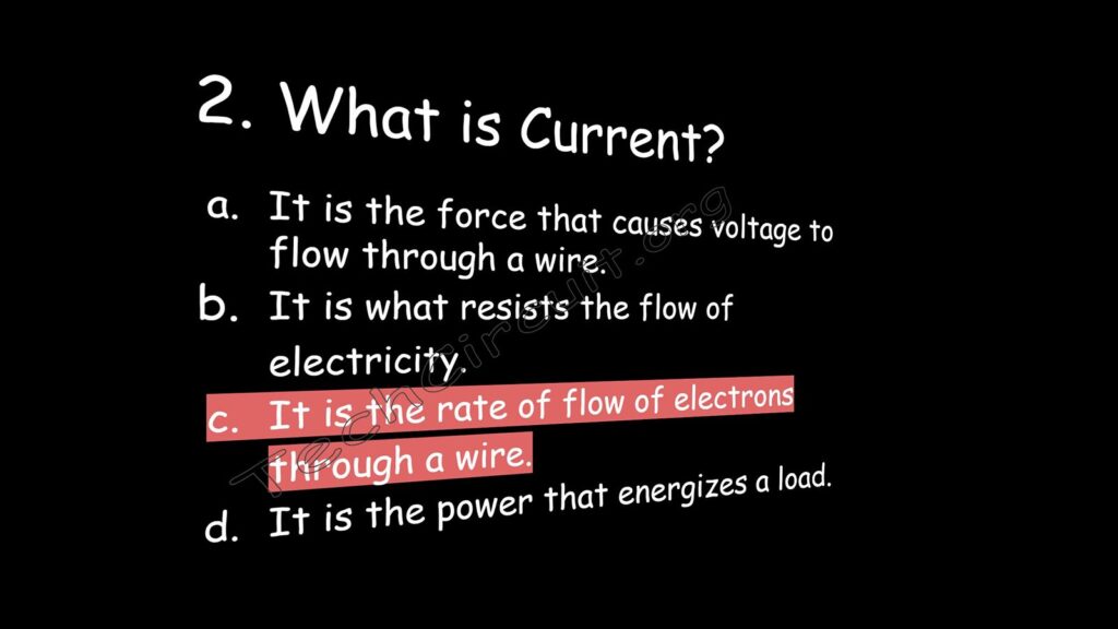 Current is the rate of flow of electrons through a wire.
