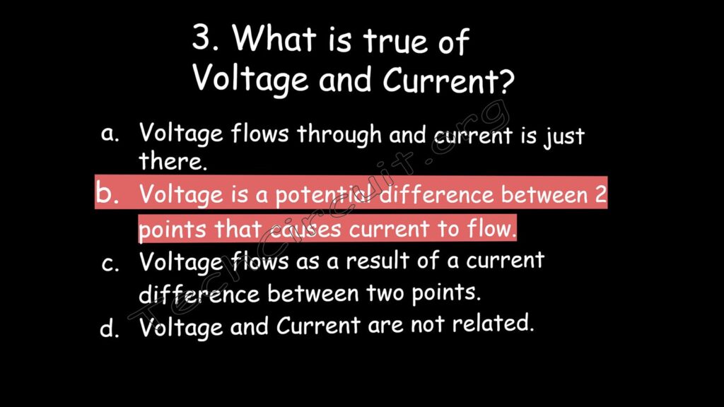 Voltage is a potential difference between two points that causes current to flow.