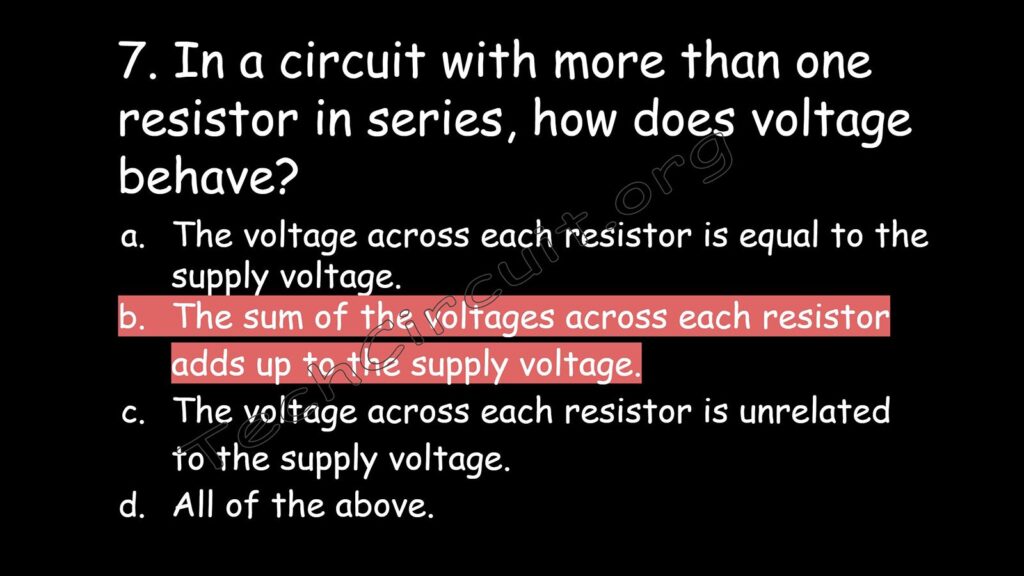  In a circuit with more than one resistor in series the sum of the voltages across each resistor adds up to the supply voltage.