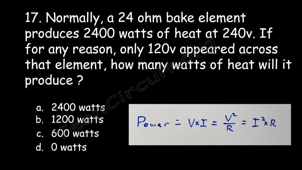 Use Joule's law to determine the wattage. 