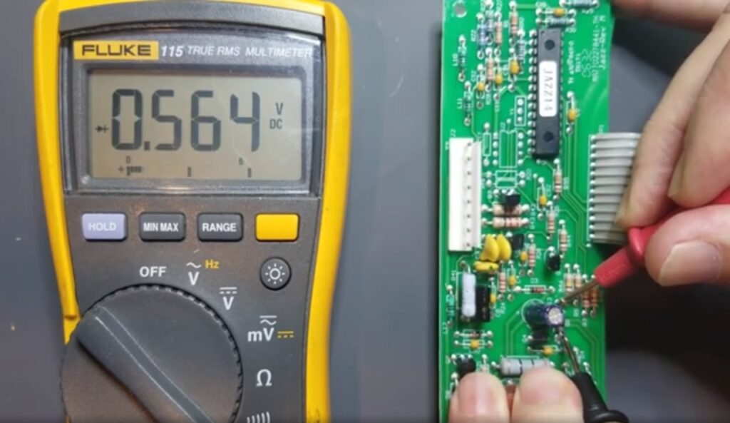 Testing a diode in-circuit with a multimeter. 