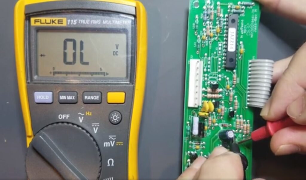 Testing a diode in-circuit with a multimeter. 