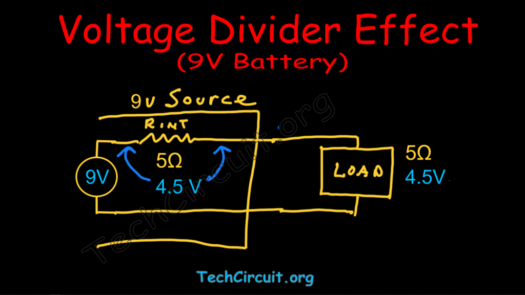 Voltage divider effect of a practical voltage source - 9 volt battery