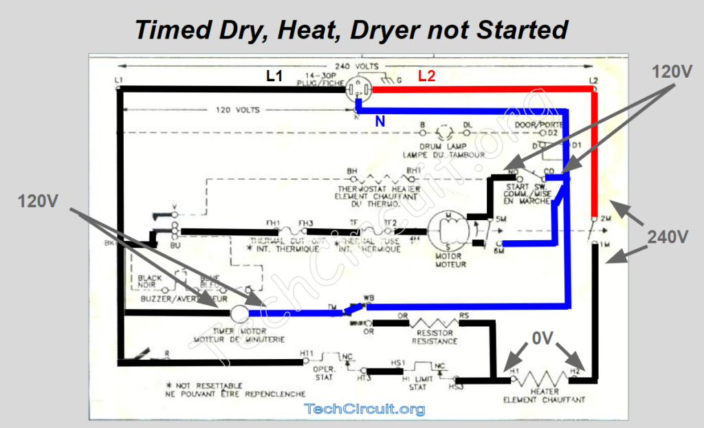 Whirlpool electric dryer schematic - Timed Dry, Heat, Dryer not Started